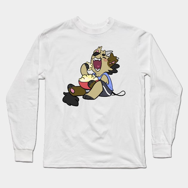 Popcorn eatin' doggo Long Sleeve T-Shirt by KowTownArt